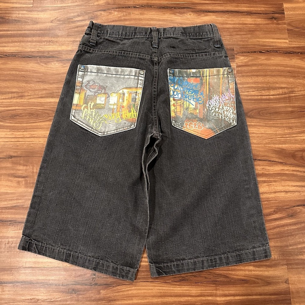 Southpole Shorts Mens 32 Gray Denim Relaxed Bermuda Graffiti Pockets Hip Hop